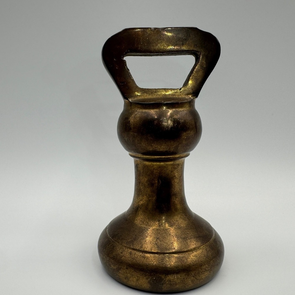 Vintage Solid Brass 2 Lb Kettlebell Decorative Weight Paperweight Made in Taiwan